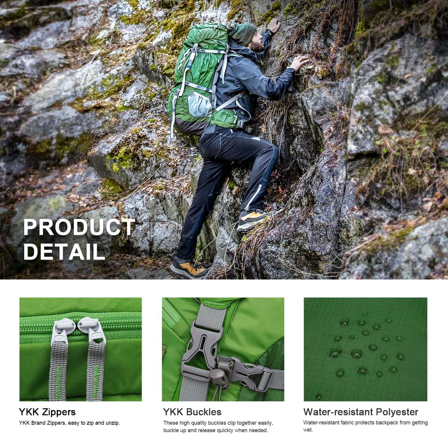 YKK Zippers,YKK Buckles,Water-resistant Polyester