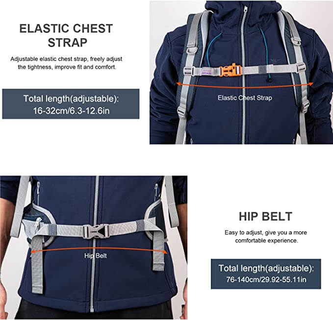 MOUNTAINTOP® 40L Hiking Backpack with Rain Cover - mountaintopoutdoor