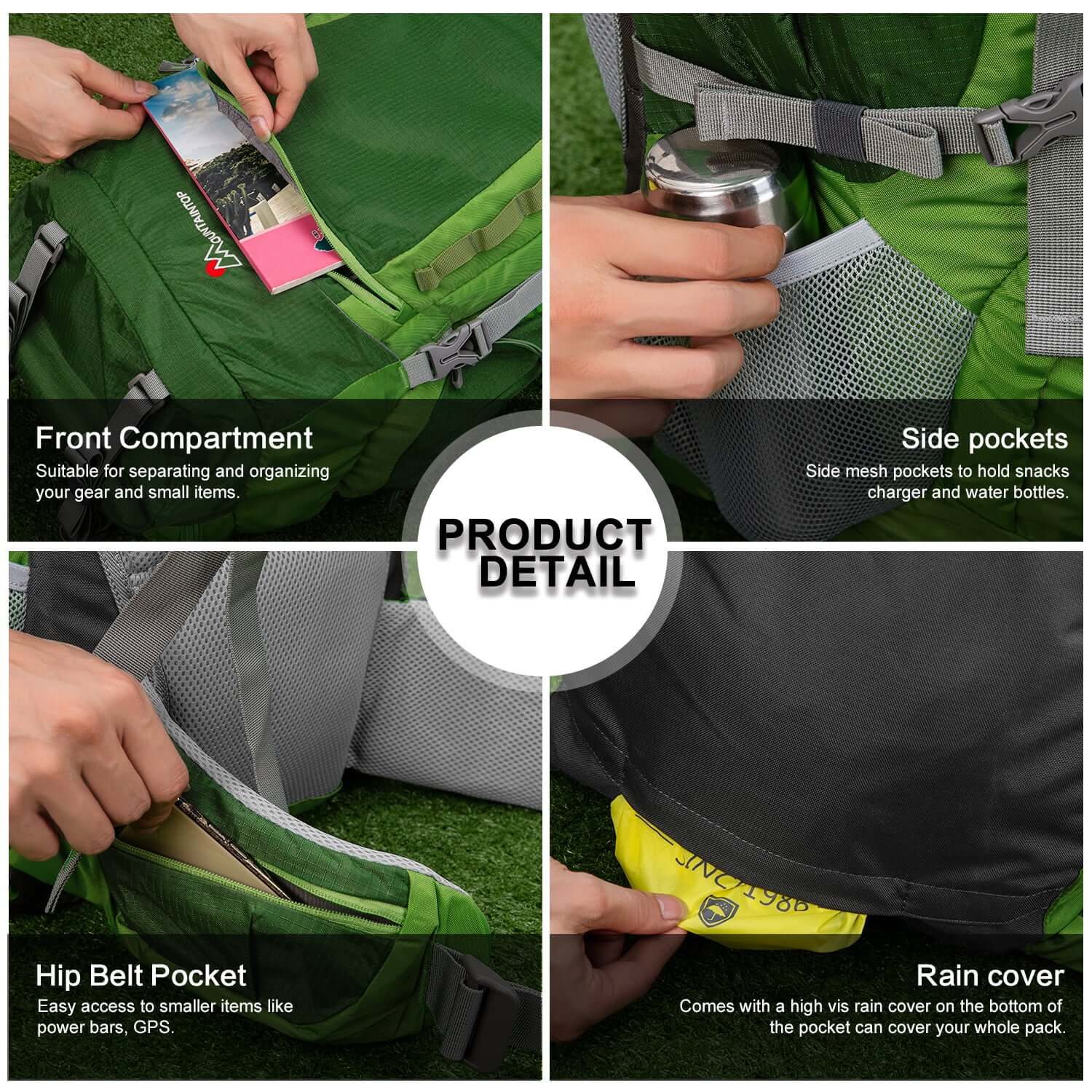 Backpacks detail,Internal Frame Backpack with Rain Cover