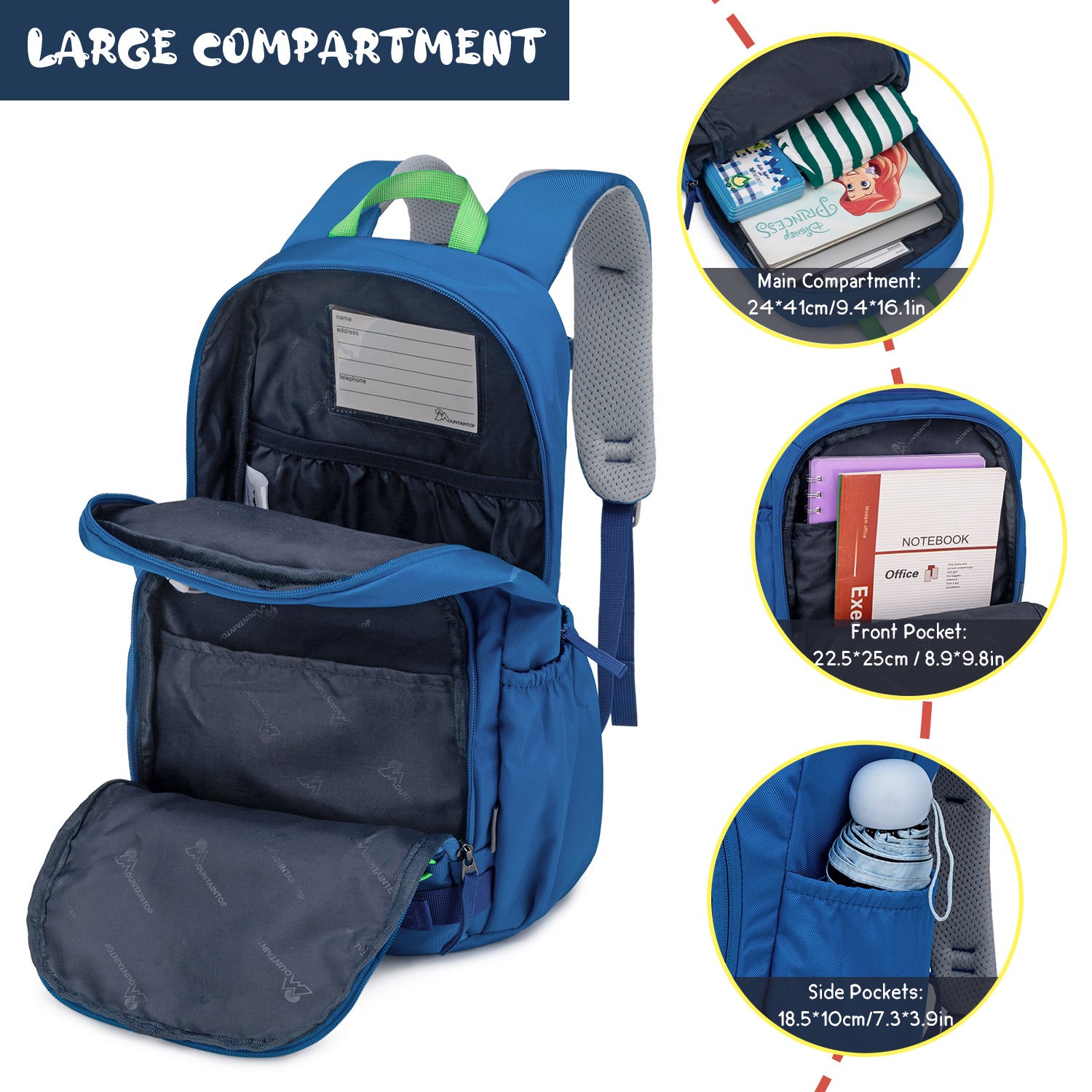 Kid Backpack for girl boy,Mesh Pocket