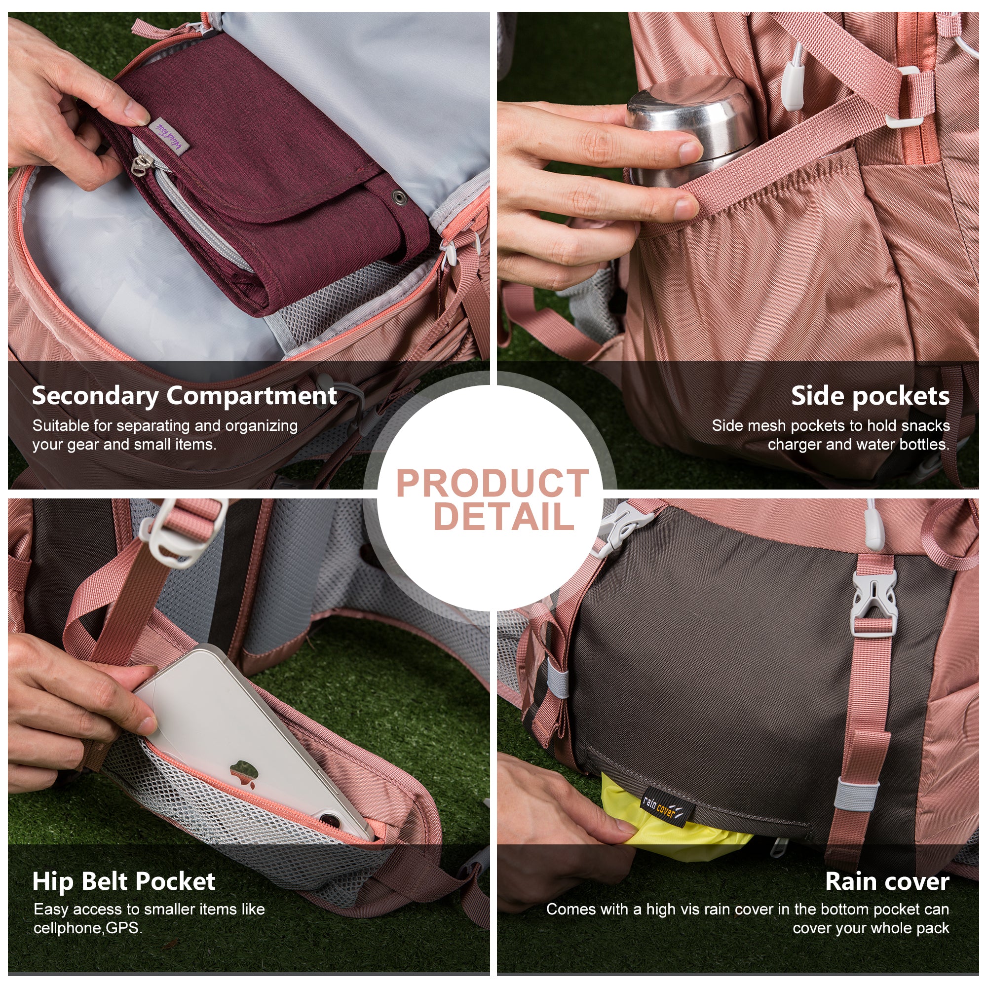 MOUNTAINTOP® 40L Women‘s Hiking Backpack with Rain Cover - mountaintopoutdoor