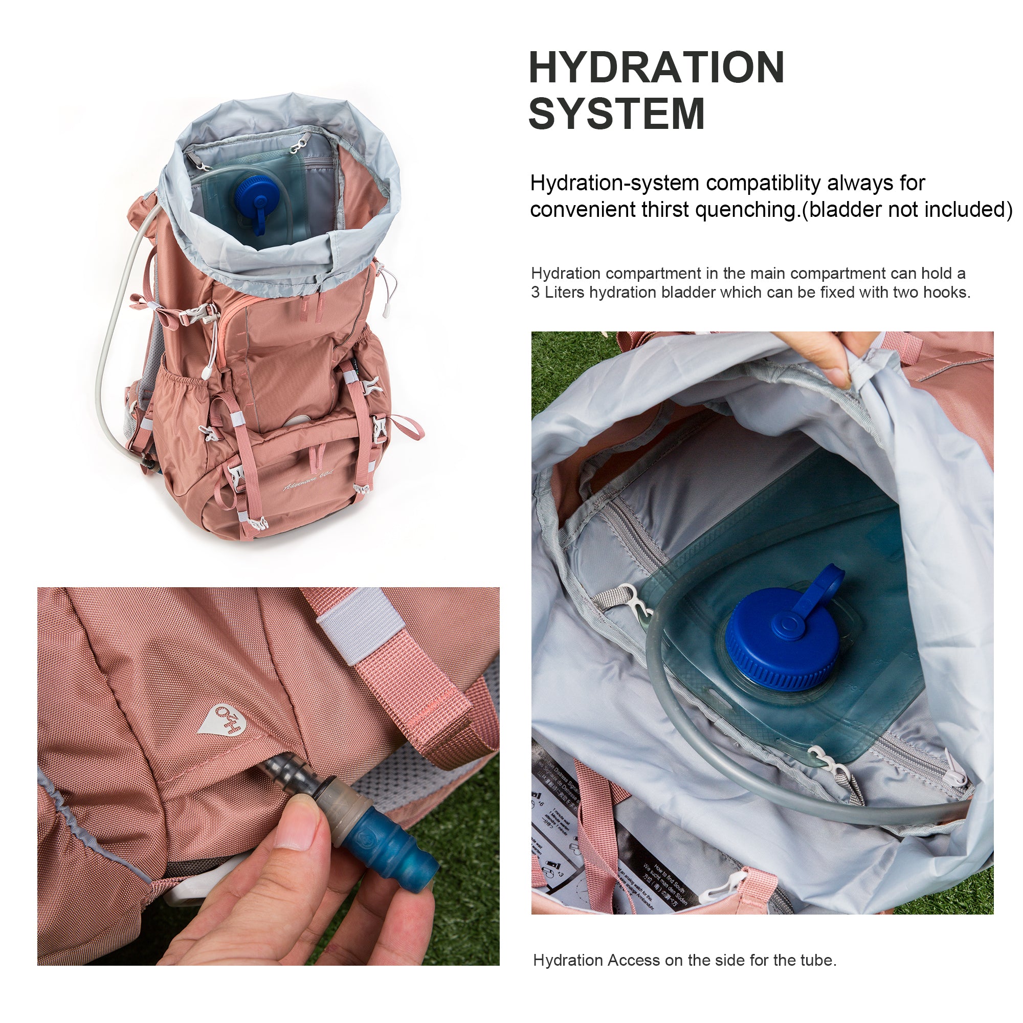 MOUNTAINTOP® 60L Women's Trekking Backpack with Rain Cover - mountaintopoutdoor