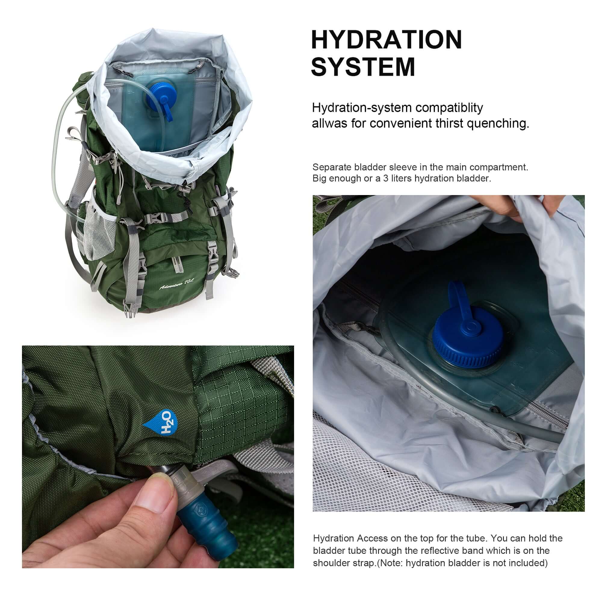 MOUNTAINTOP® 70L Internal Frame Backpack with Rain Cover - mountaintopoutdoor