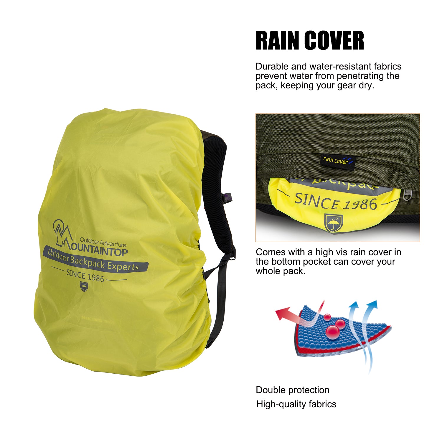 [M6413]MOUNTAINTOP® 35L Hiking Backpack with rain Cover